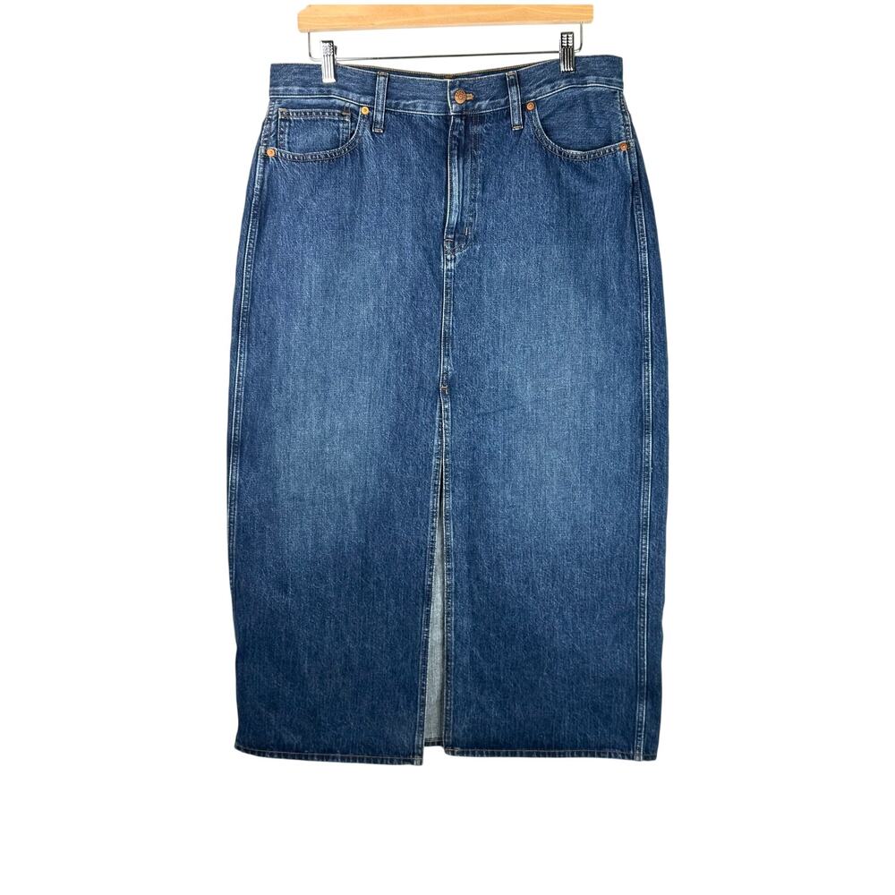 NWT Madewell Long Denim High Slit Skirt 32